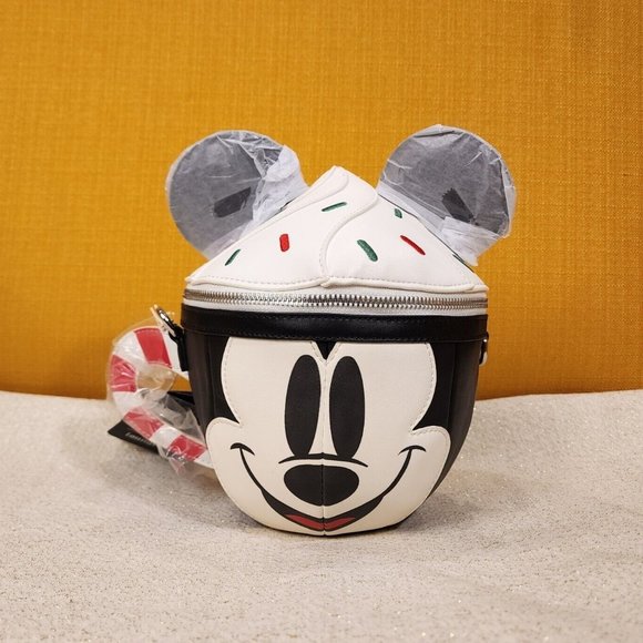 Loungefly Disney Mickey Mouse Hot Cocoa Mug Face Holiday Crossbody Bag NEW - Picture 12 of 12